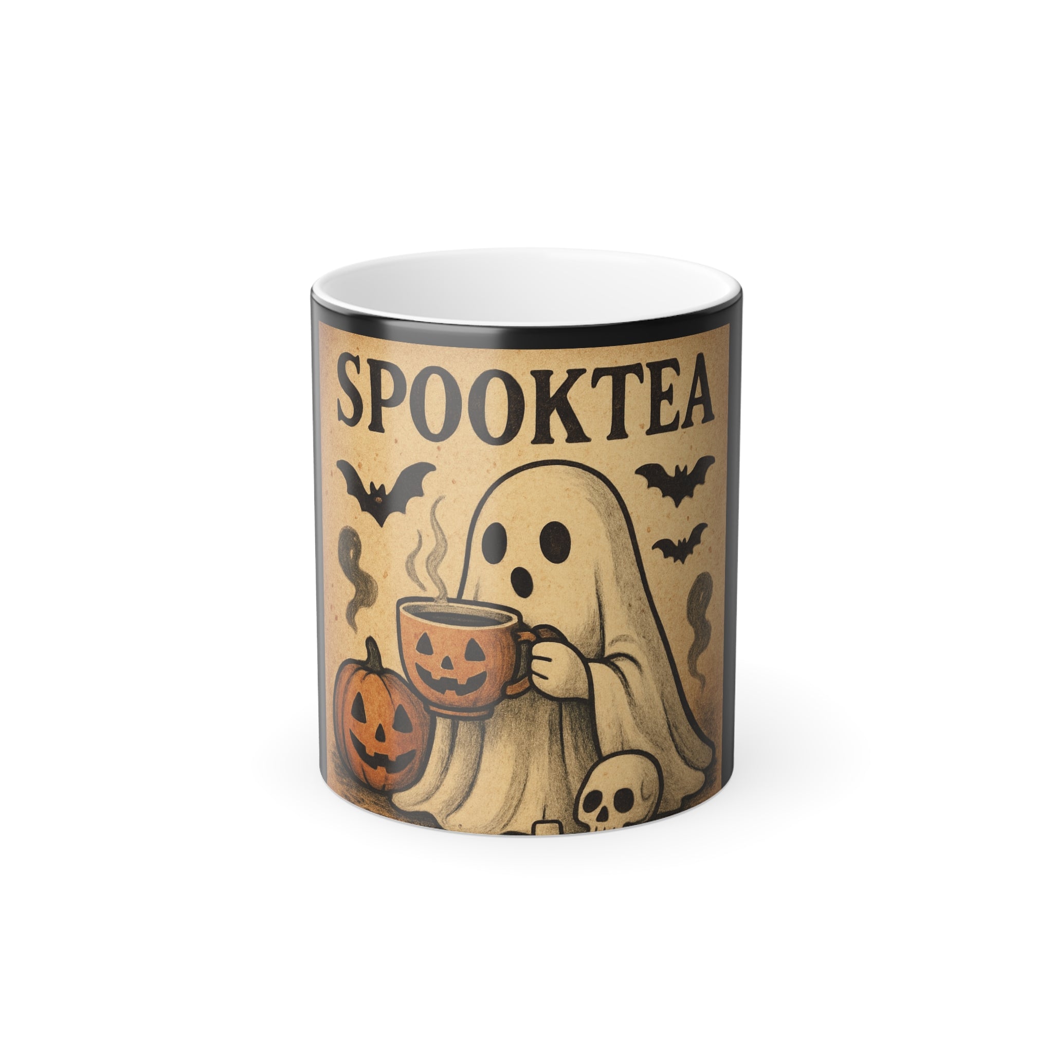 Spooktea Color Morphing Mug, Halloween Mug, Ghost Mug, Ceramic Coffee Cup, Spooky Gift, Color Changing Mug, Autumn Decor