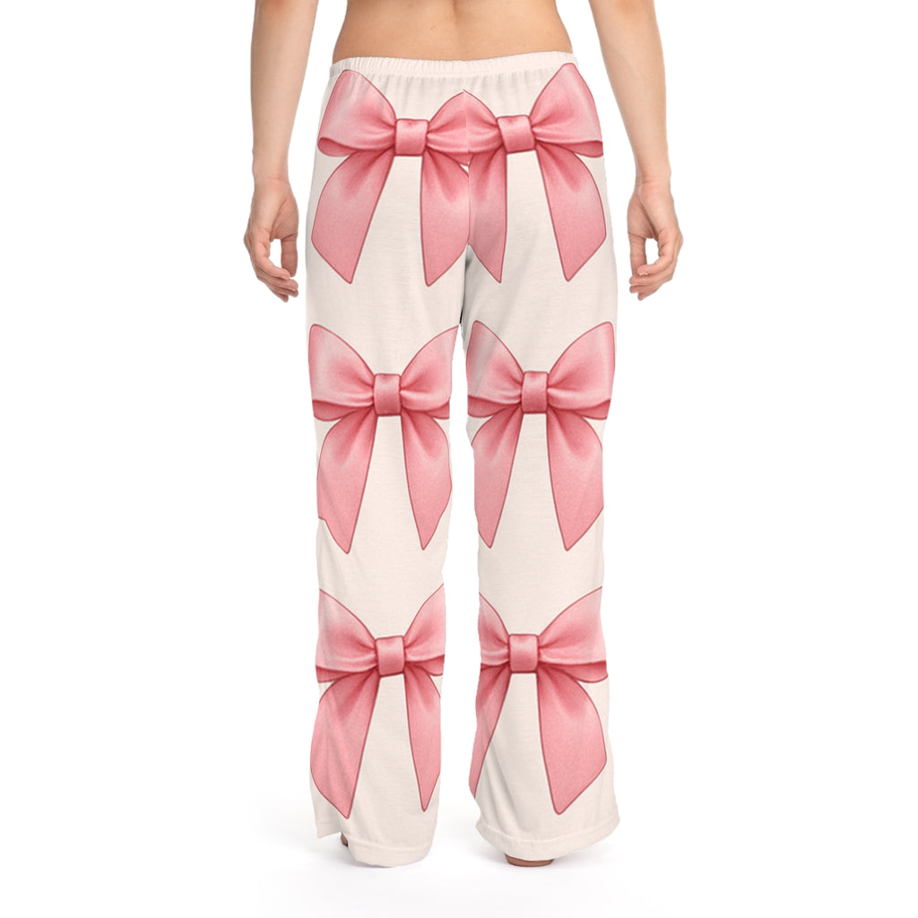 Cute Pink Bow Women's Pajama Pants, Cozy Sleepwear, Relaxation Pants, Gift for Her, Valentine's Day, Birthday Present
