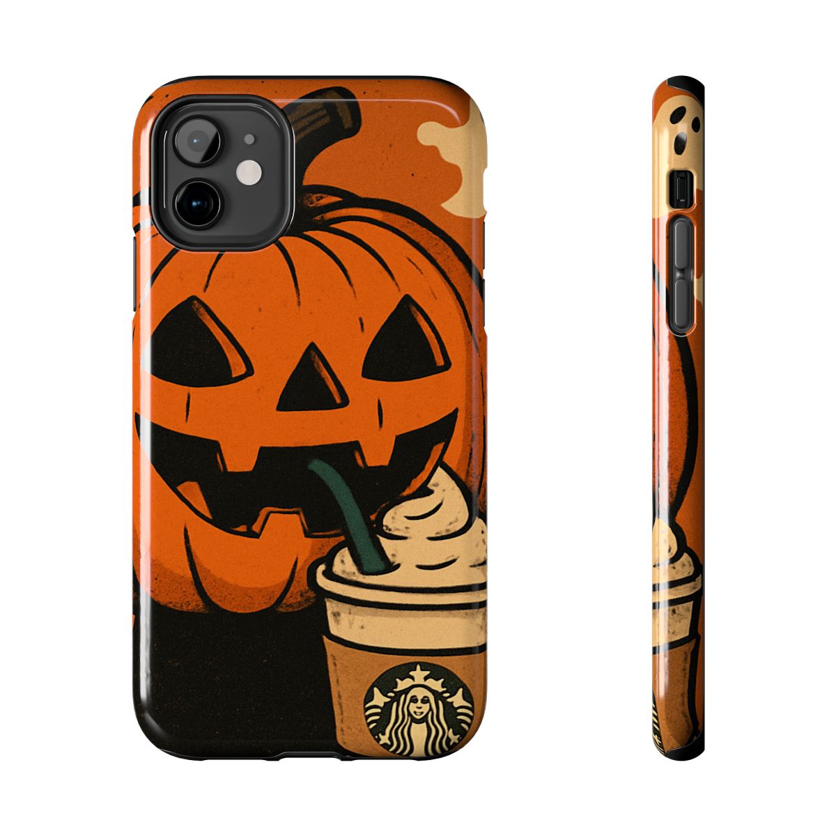 Pumpkin Spice Phone Case | Halloween, Fall Aesthetic, Gift for Coffee Lovers, Trendy Cell Phone Cover, Jack-O’-Lantern Design