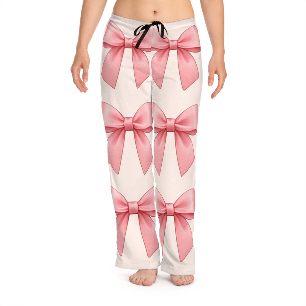 Cute Pink Bow Women's Pajama Pants, Cozy Sleepwear, Relaxation Pants, Gift for Her, Valentine's Day, Birthday Present